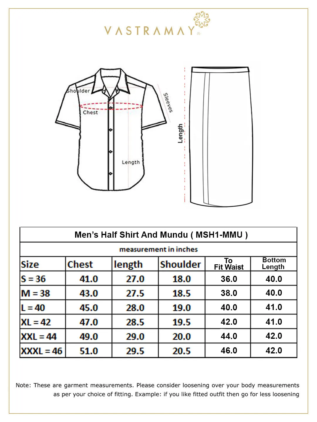VASTRAMAY Men's White Cotton Shirt With Mundu Set