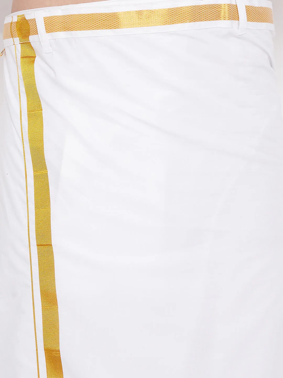 VASTRAMAY Men's Yellow Rayon Ethnic Shirt And Mundu Set