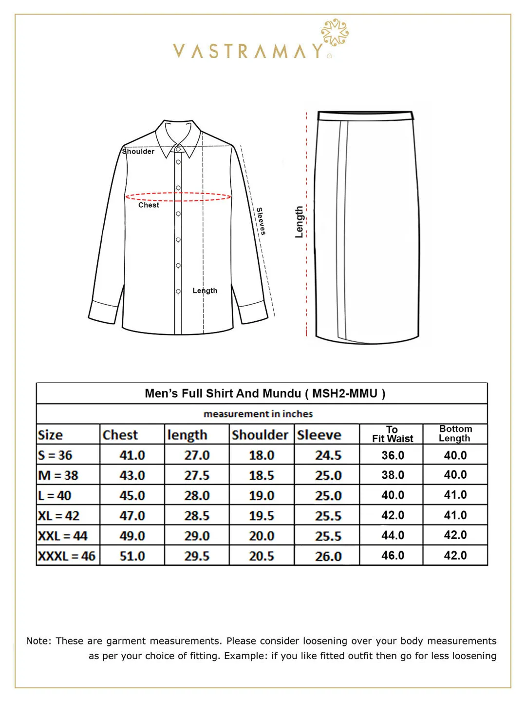VASTRAMAY Men's Yellow Rayon Ethnic Shirt And Mundu Set