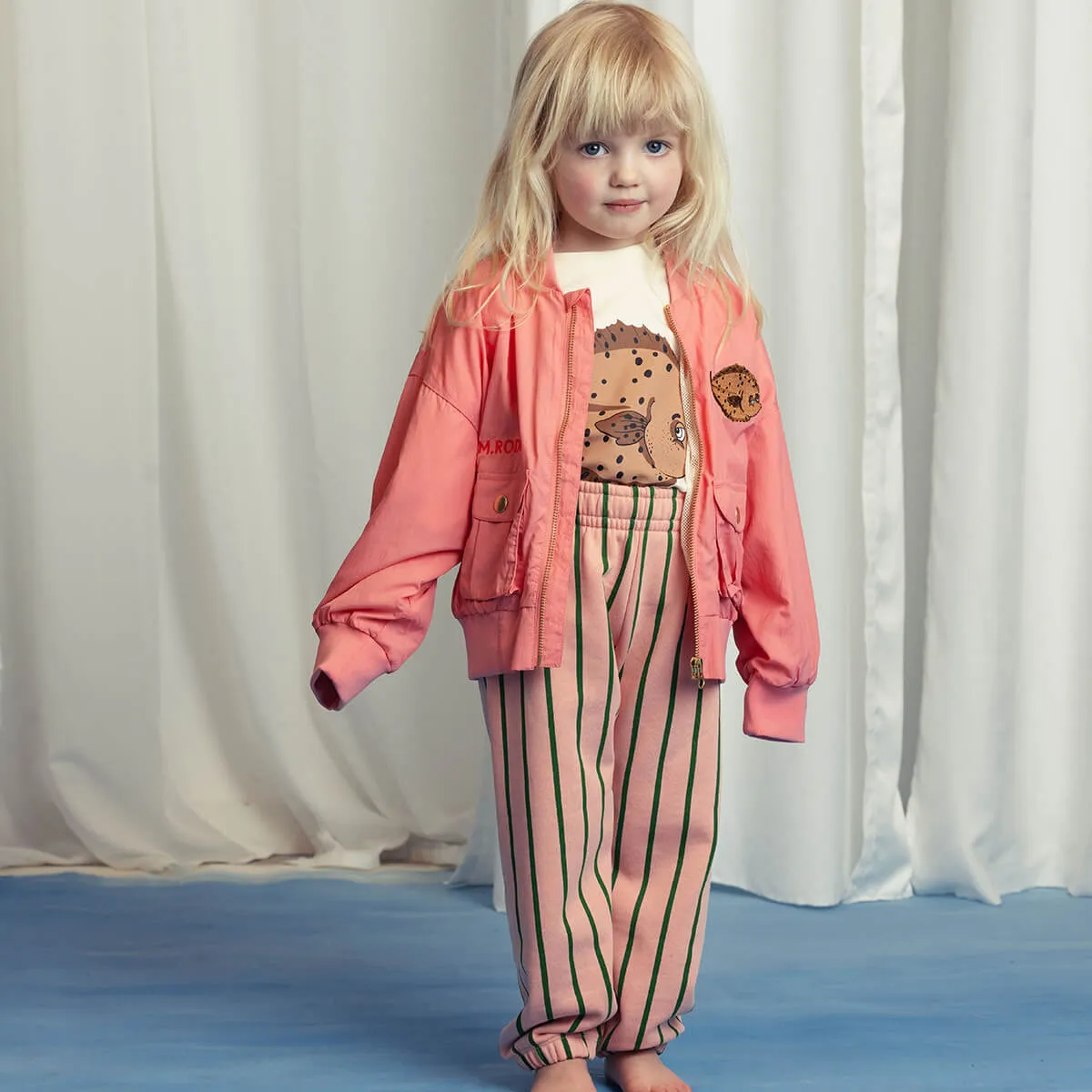 Vertical Stripe Sweatpants in Pink by Mini Rodini