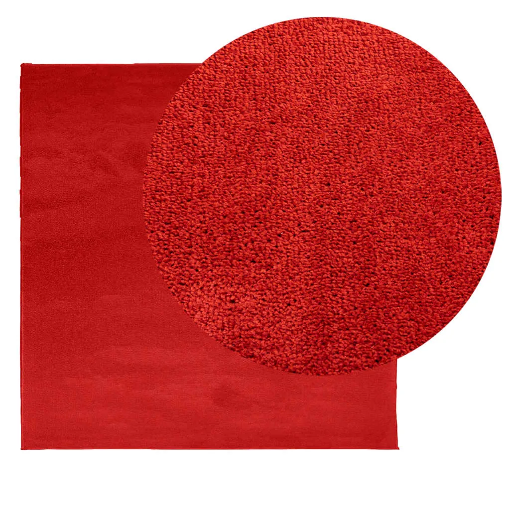 vidaXL OVIEDO Short Pile Rug - Luxurious Red 200x200 cm | Modern Home Decor Carpet