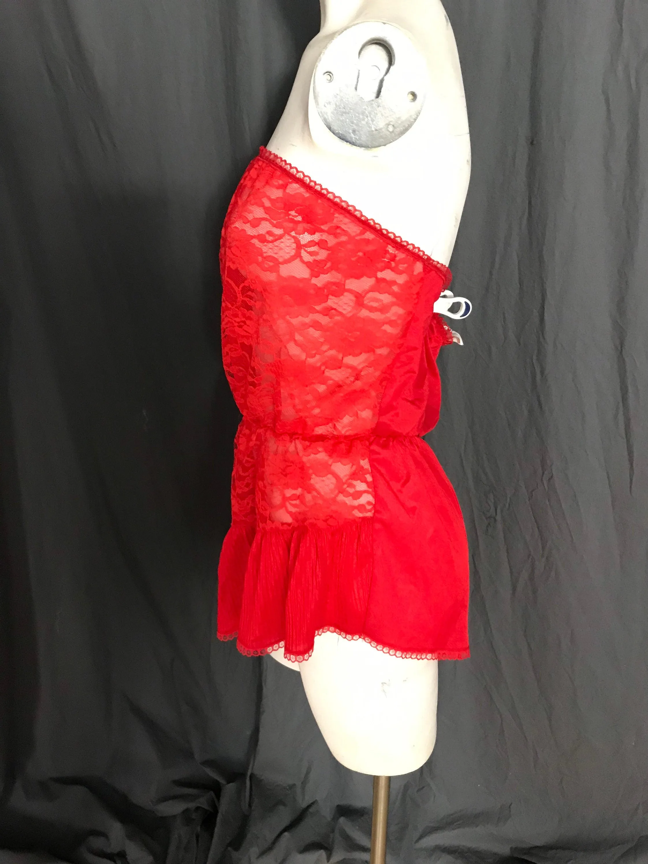 Vintage 1980’s red lace Undercover Wear strapless teddy XL