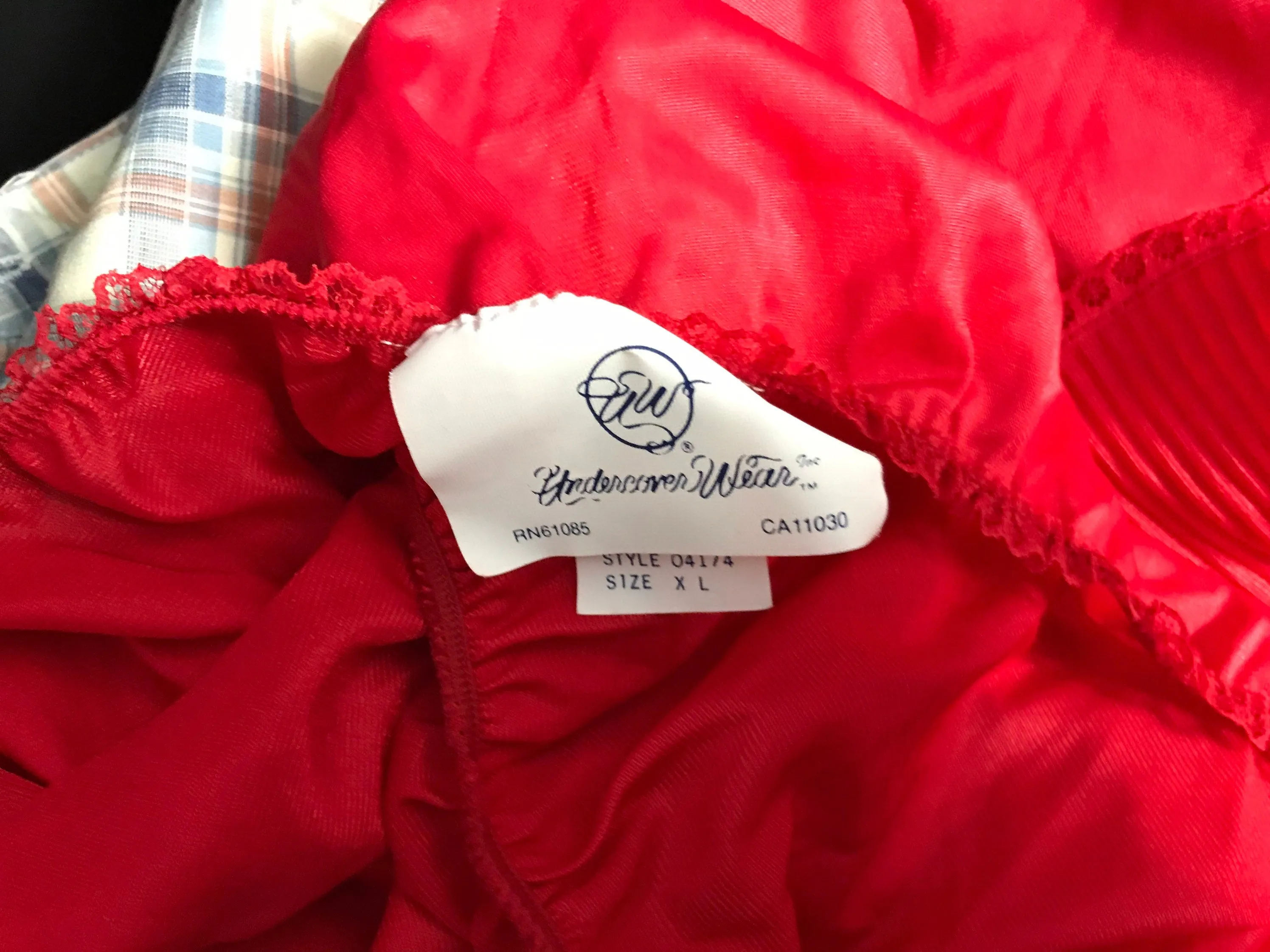 Vintage 1980’s red lace Undercover Wear strapless teddy XL