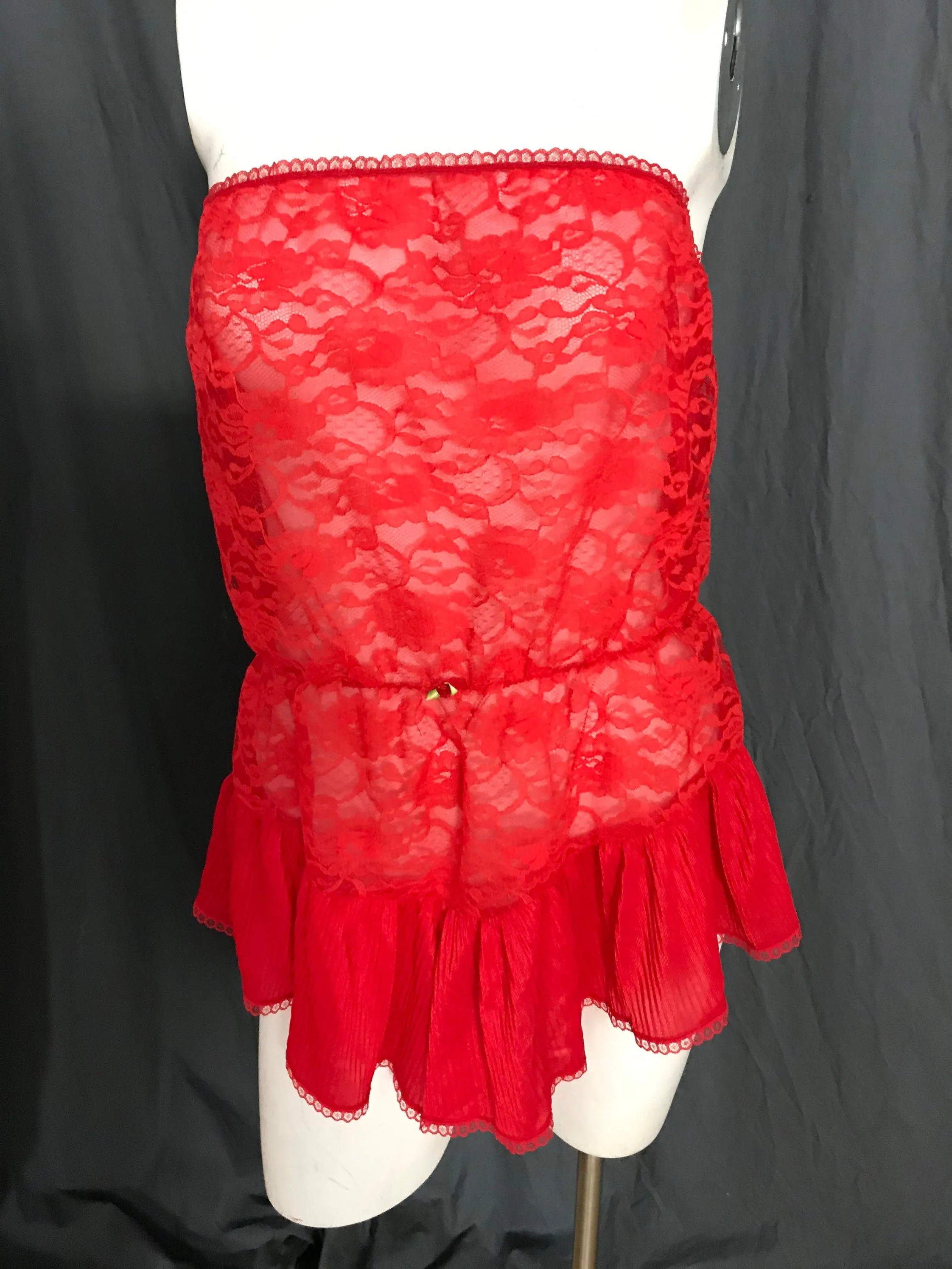 Vintage 1980’s red lace Undercover Wear strapless teddy XL