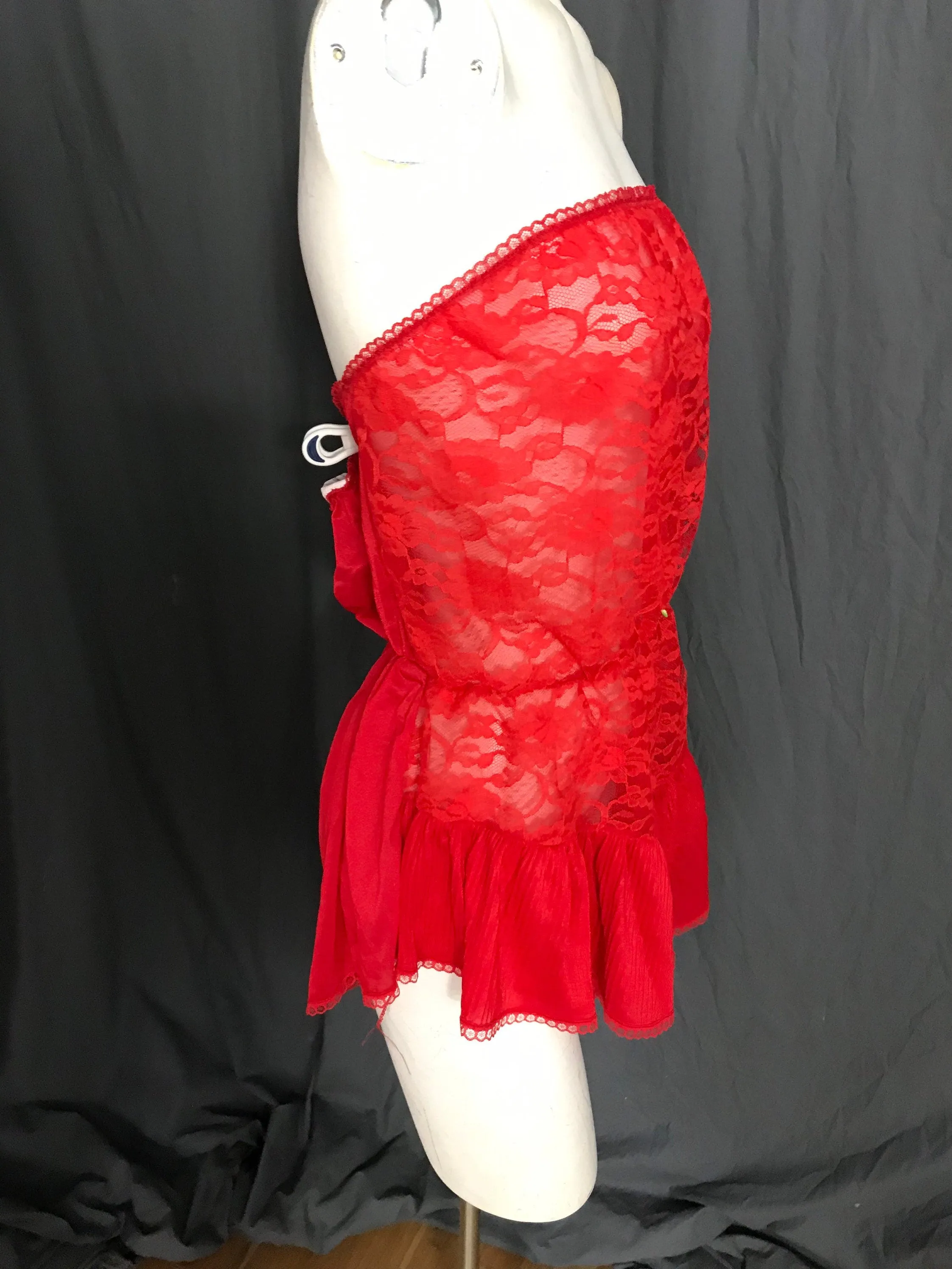 Vintage 1980’s red lace Undercover Wear strapless teddy XL
