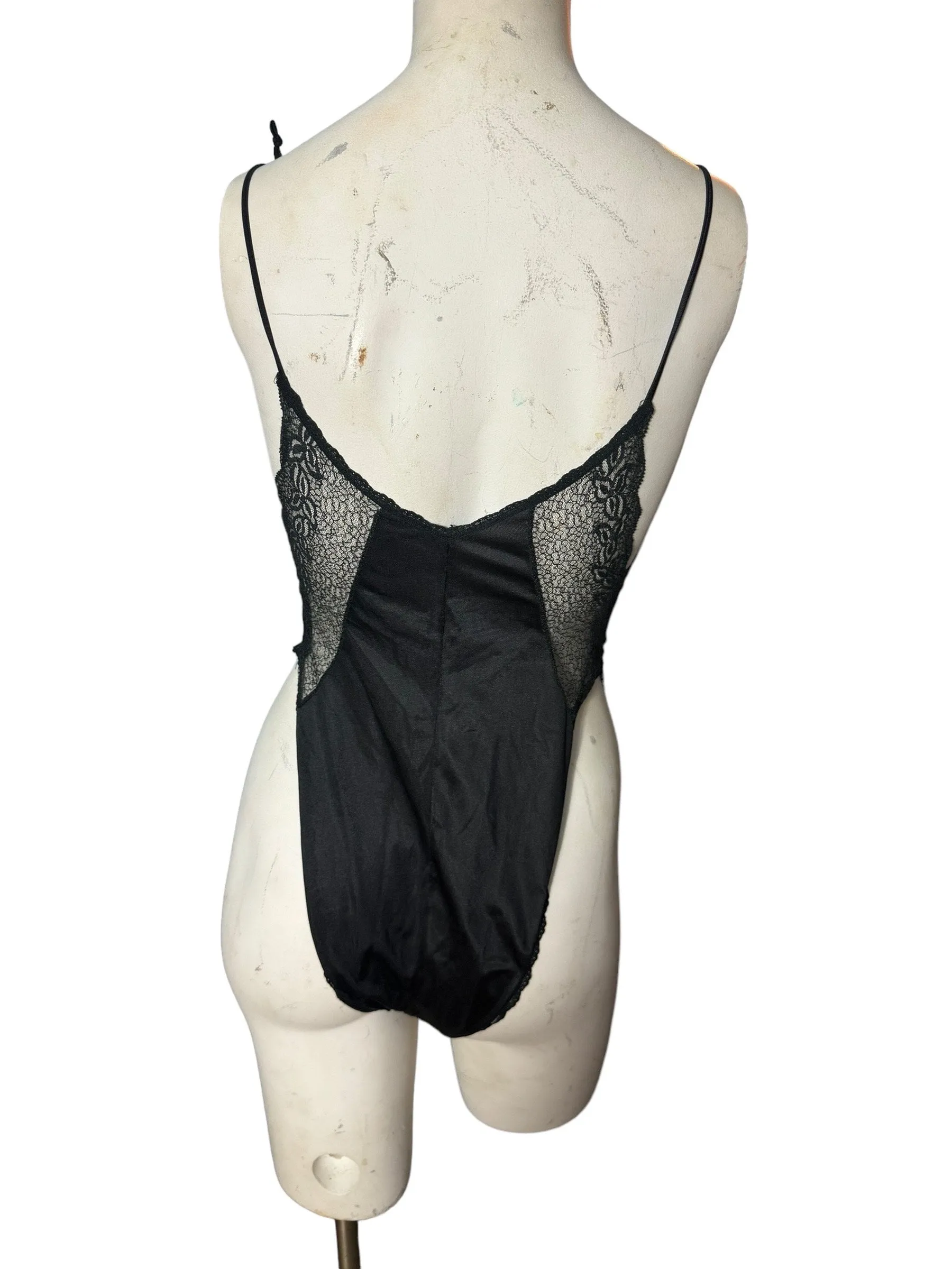 Vintage 80's  black high cut teddy M