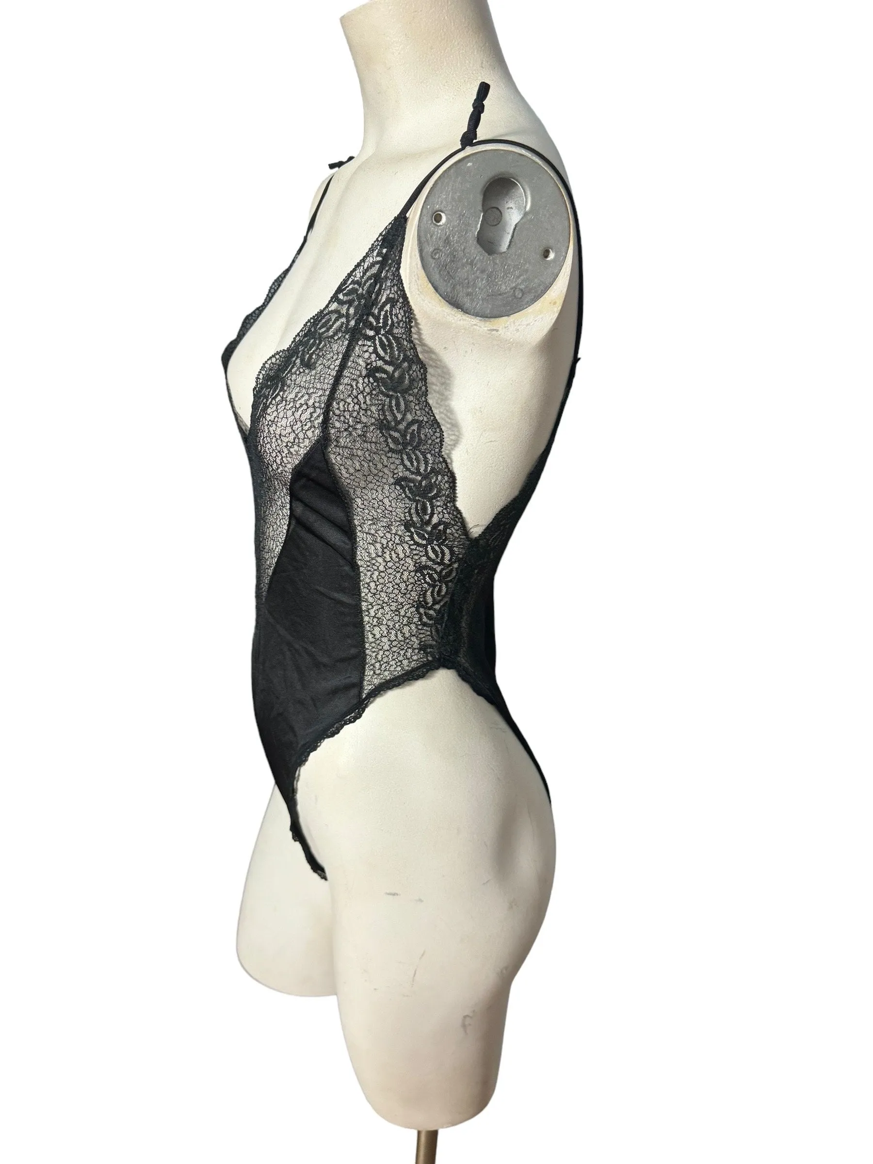 Vintage 80's  black high cut teddy M