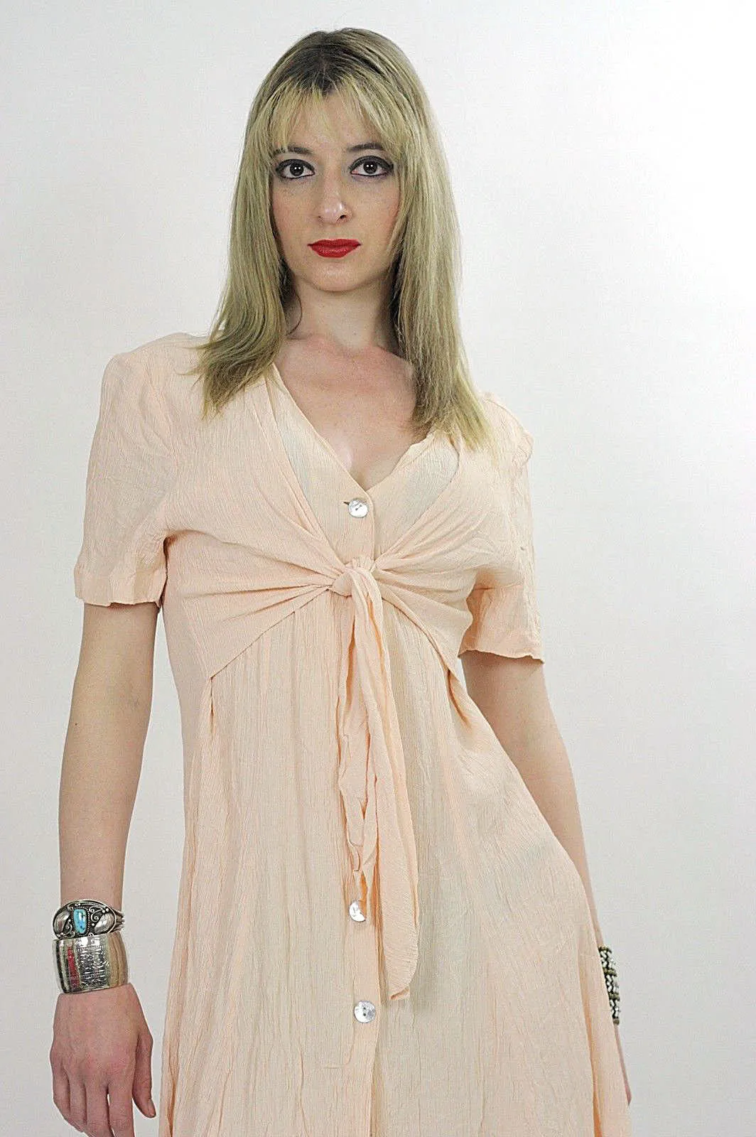 Vintage 90s grunge boho pastel gauze mini dress