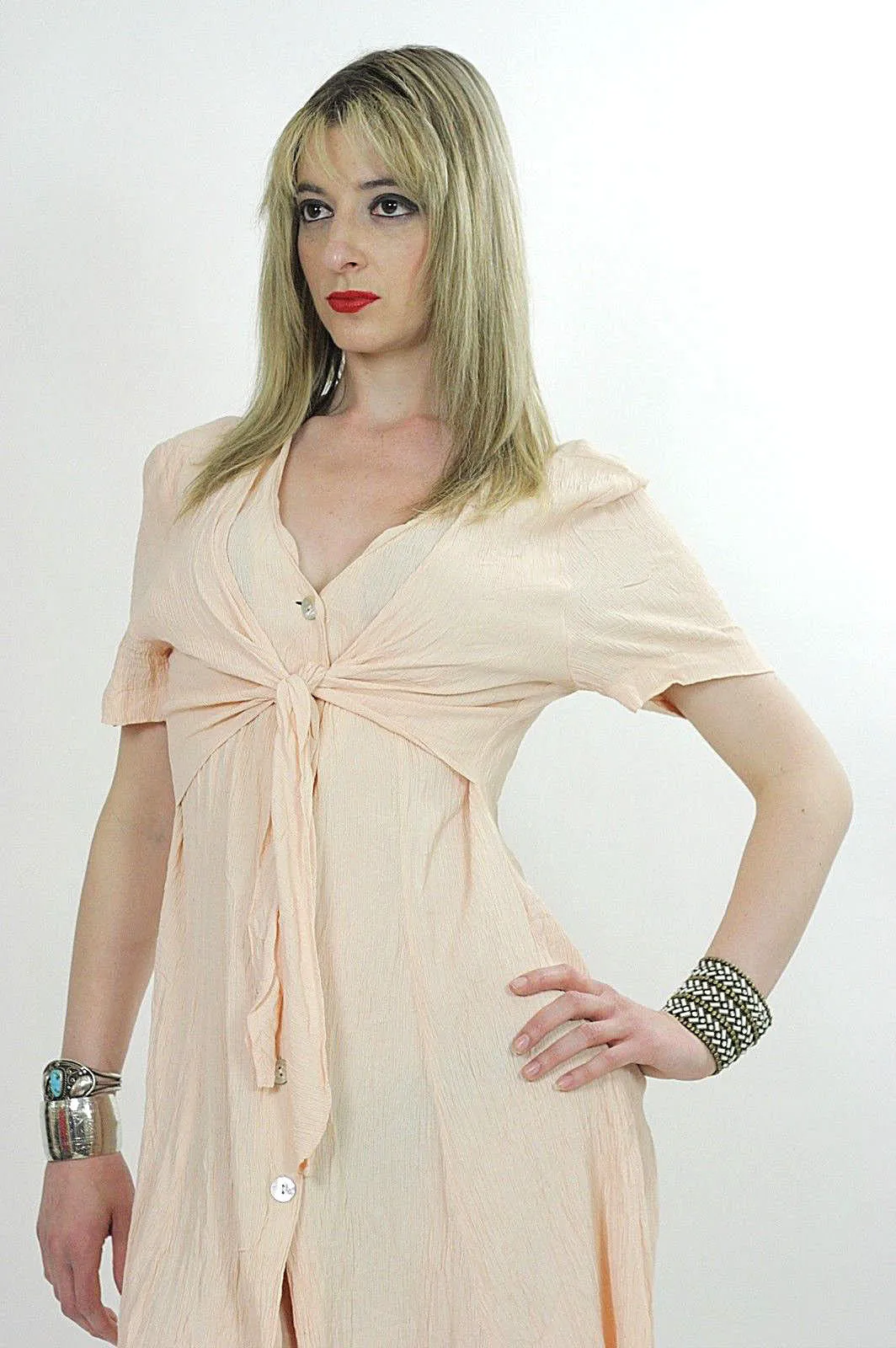 Vintage 90s grunge boho pastel gauze mini dress