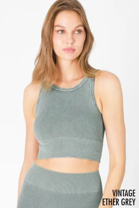 Vintage Chevron Highneck Crop Top
