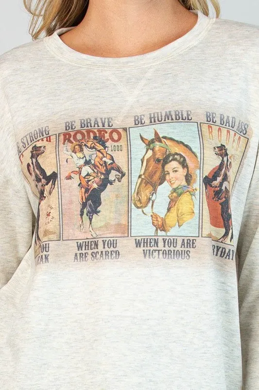 Vintage Western Rodeo Graphic Long Sleeve French Terry Sweatshirt