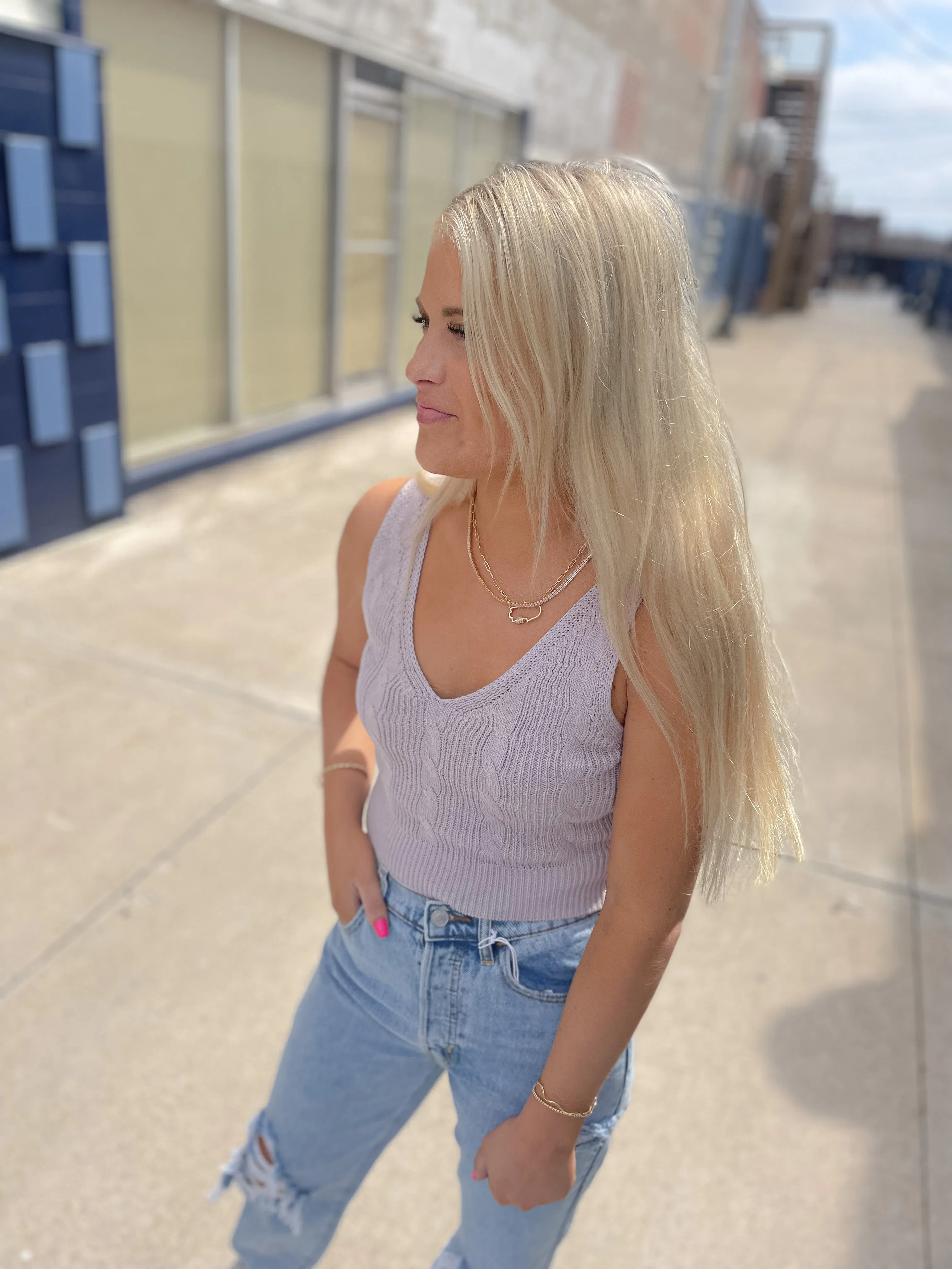 Violet Sleeveless Sweater Top