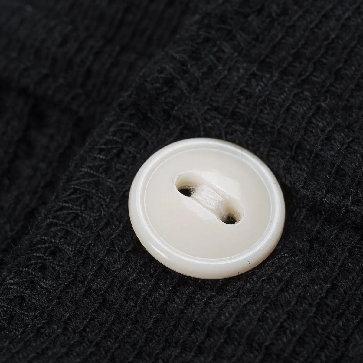 Waffle Knit Long Sleeved Thermal Henley - Black