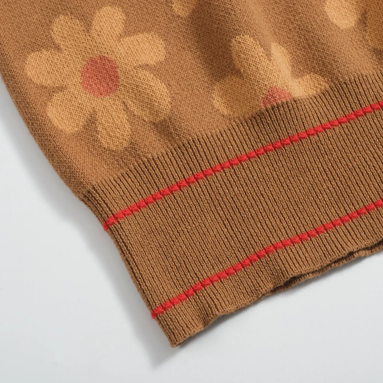 Women's brown floral knit sweater