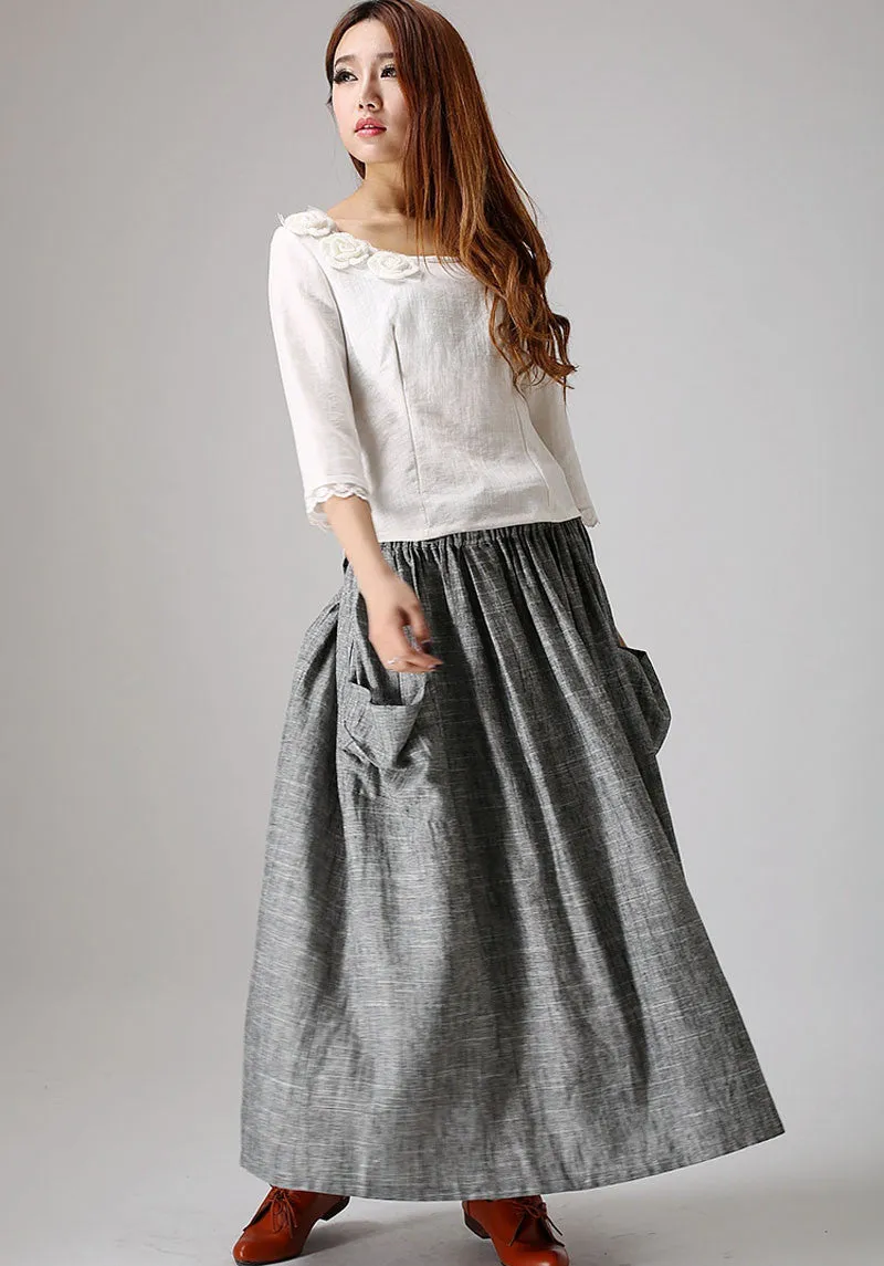 women's casual swing skirt, grey maxi skirt 0867#