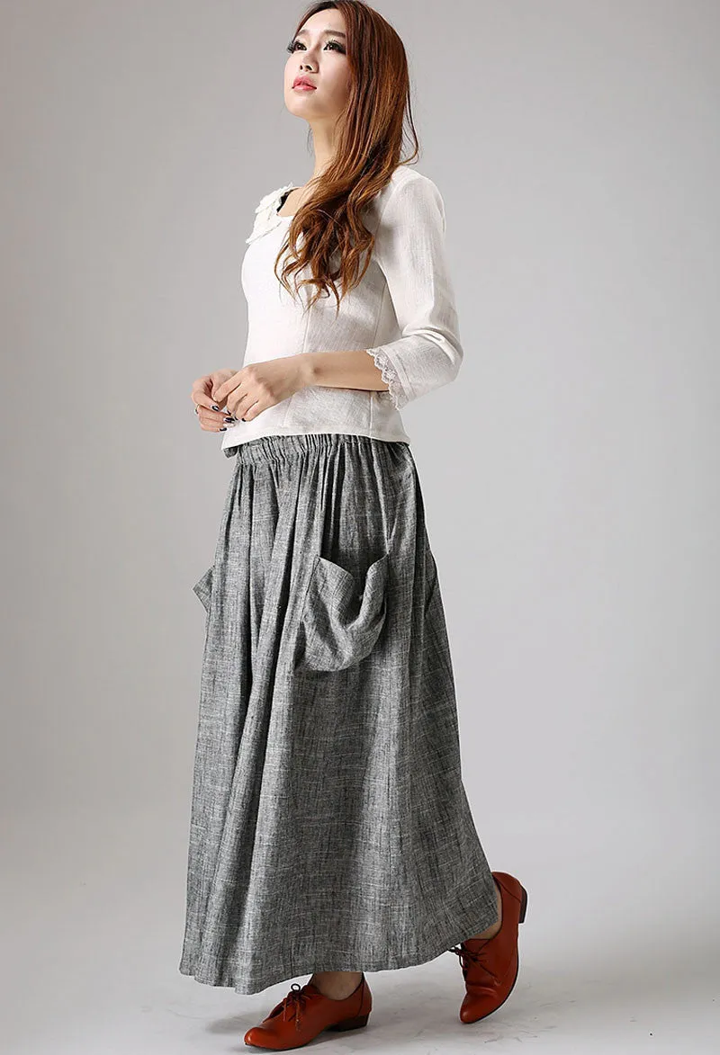 women's casual swing skirt, grey maxi skirt 0867#