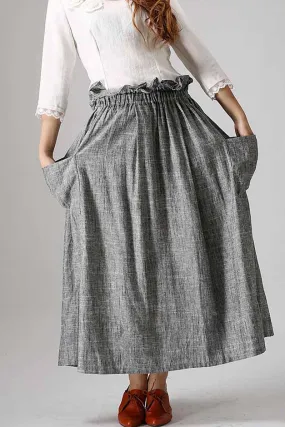 women's casual swing skirt, grey maxi skirt 0867#