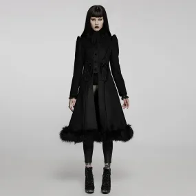 Women's Gothic Applique Single-breasted Faux Wool Maxi Coat