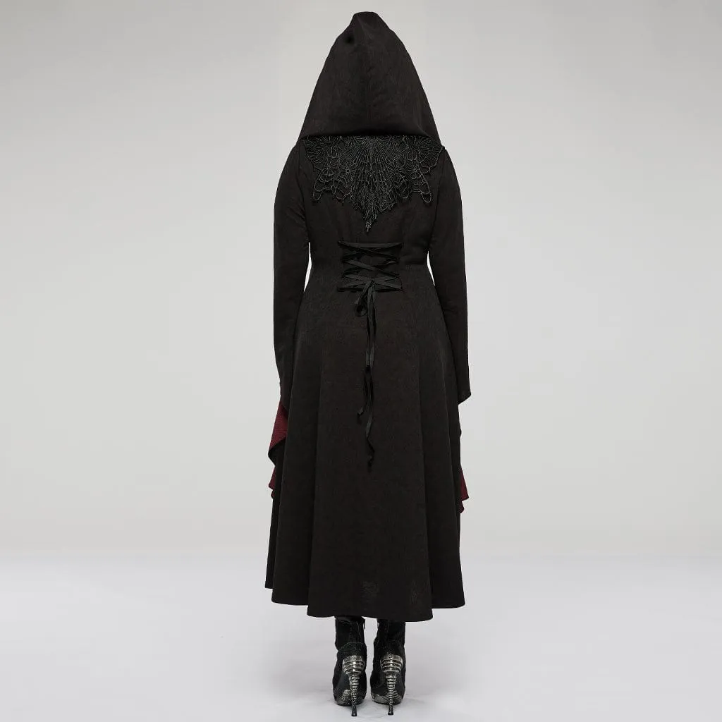 Women's Gothic Flare Sleeved Maxi Coat with Hood