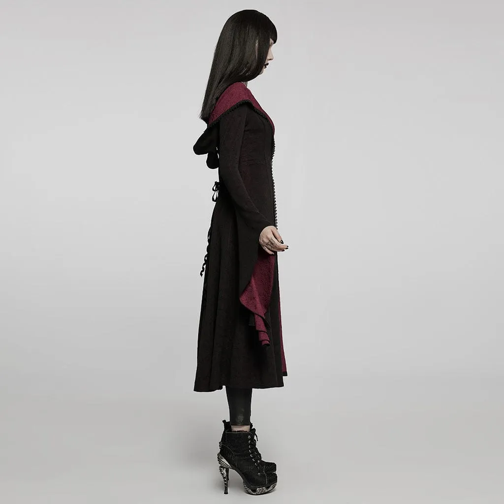Women's Gothic Flare Sleeved Maxi Coat with Hood