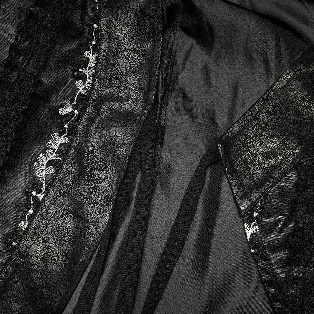 Women's Gothic Floral Lace Kimono Coat with Belt