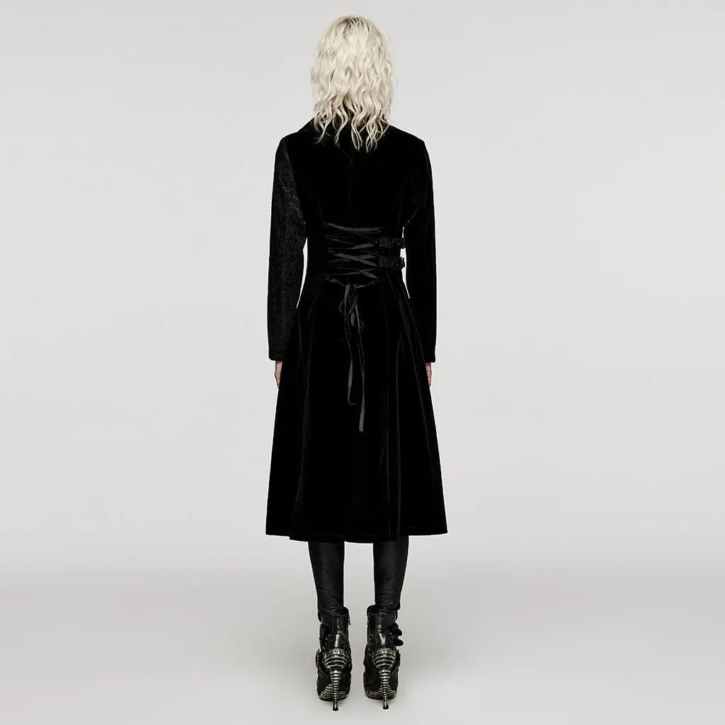 Women's Gothic Stand Collar Velvet Splice Coat