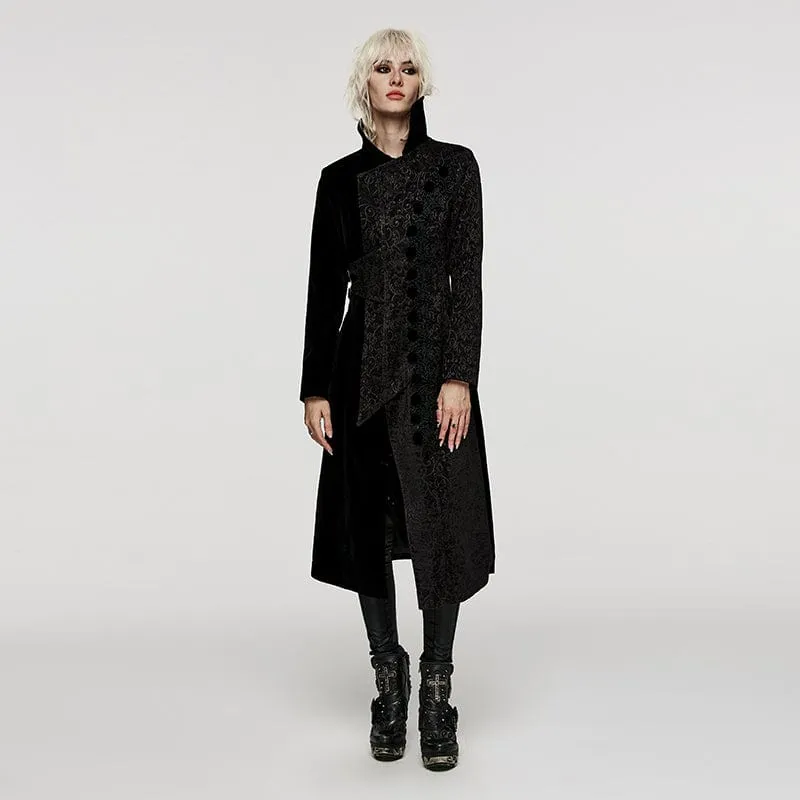 Women's Gothic Stand Collar Velvet Splice Coat