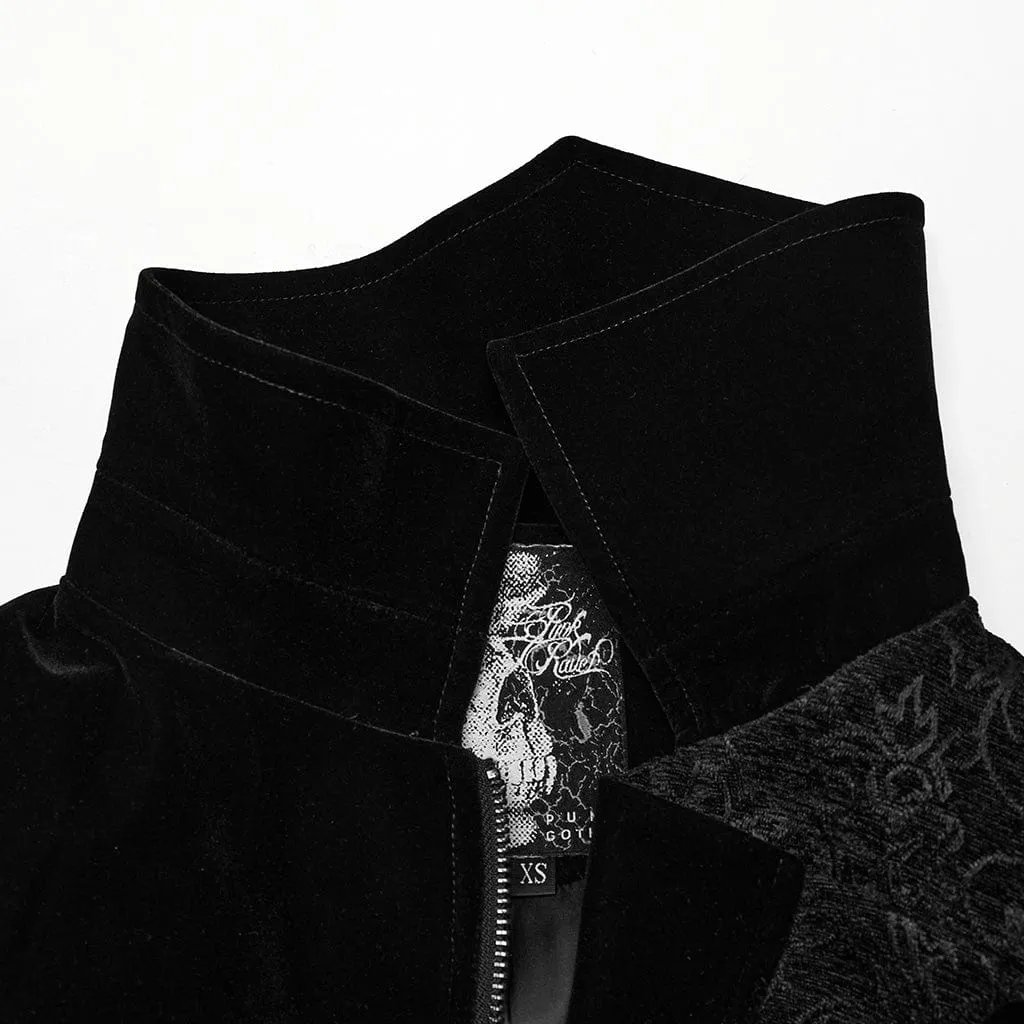 Women's Gothic Stand Collar Velvet Splice Coat