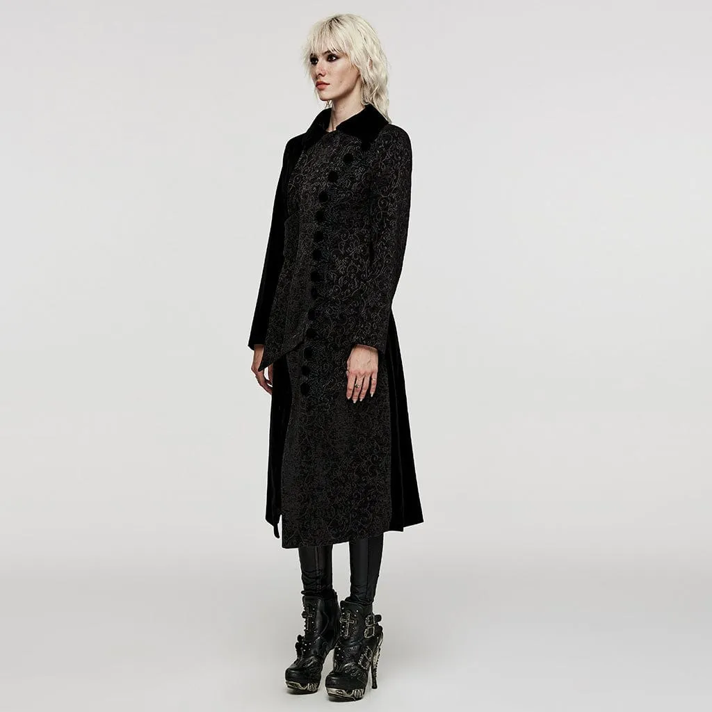 Women's Gothic Stand Collar Velvet Splice Coat