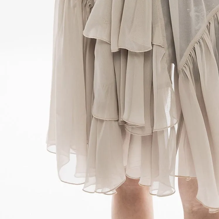 Women's Pastel Gothic Puff Sleeved Sheer Chiffon Coat
