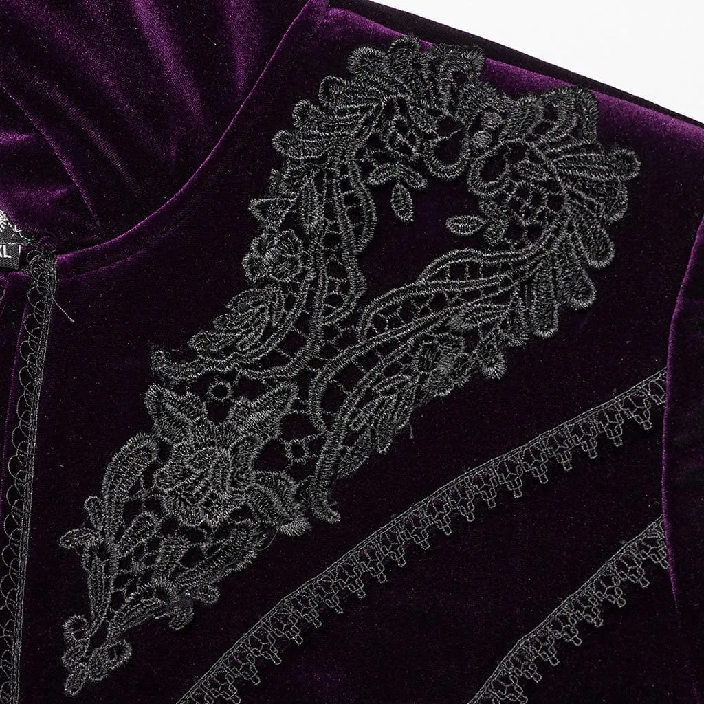 Women's Plus Size Gothic Flared Sleeved Velvet Coat with Hood