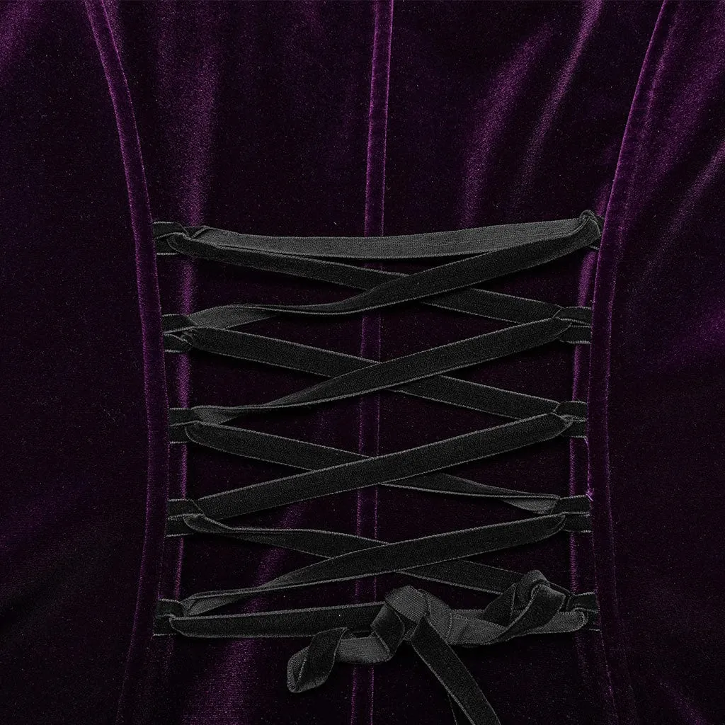 Women's Plus Size Gothic Flared Sleeved Velvet Coat with Hood