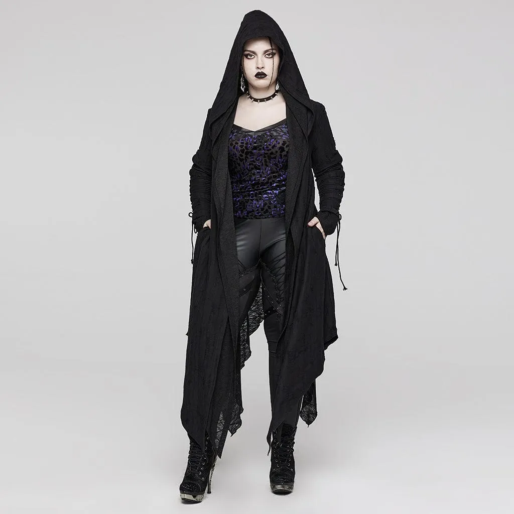 Women's Plus Size Gothic Irregular Strappy Distressed Coat