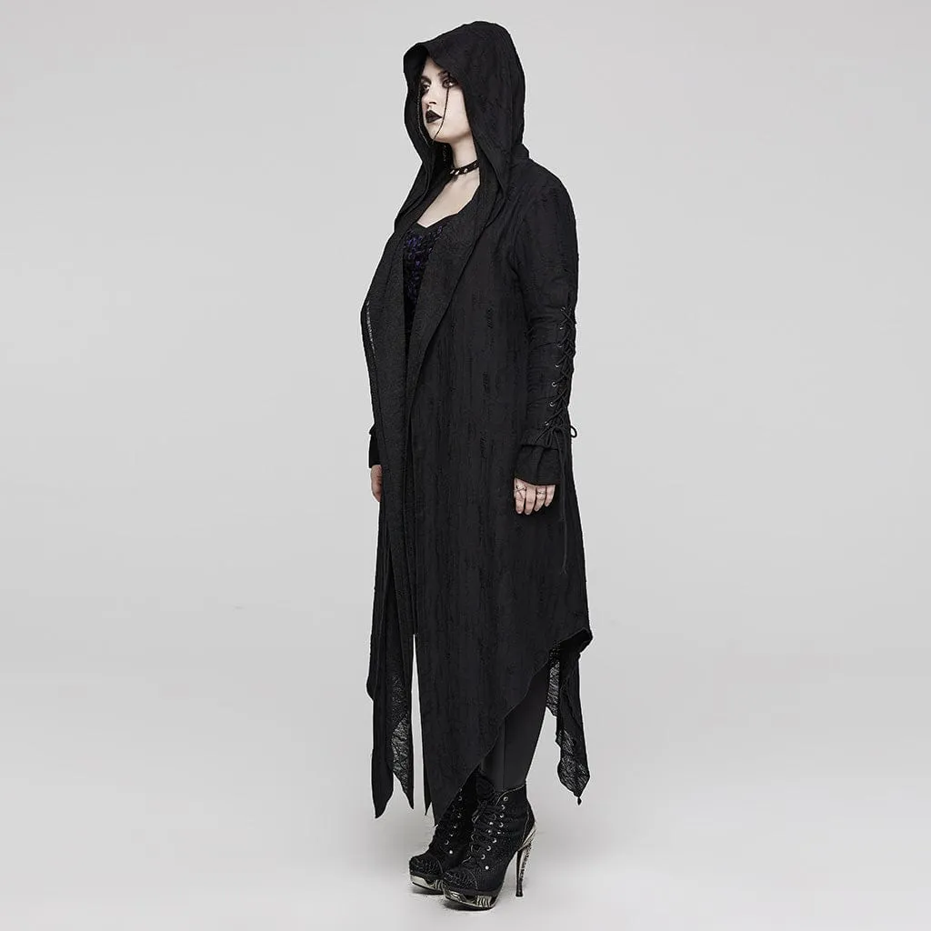 Women's Plus Size Gothic Irregular Strappy Distressed Coat