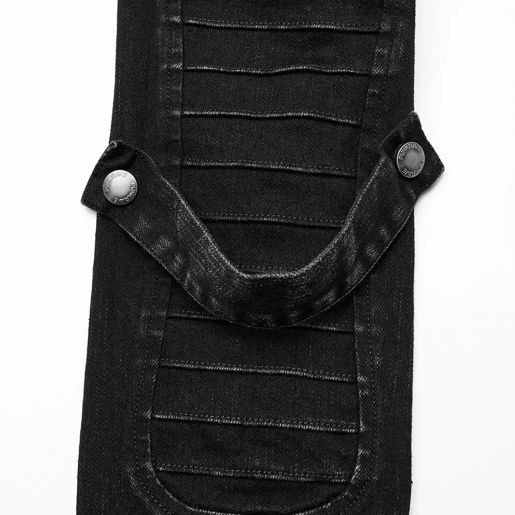 Women's Punk Stand Collar Nailed Distressed Coat