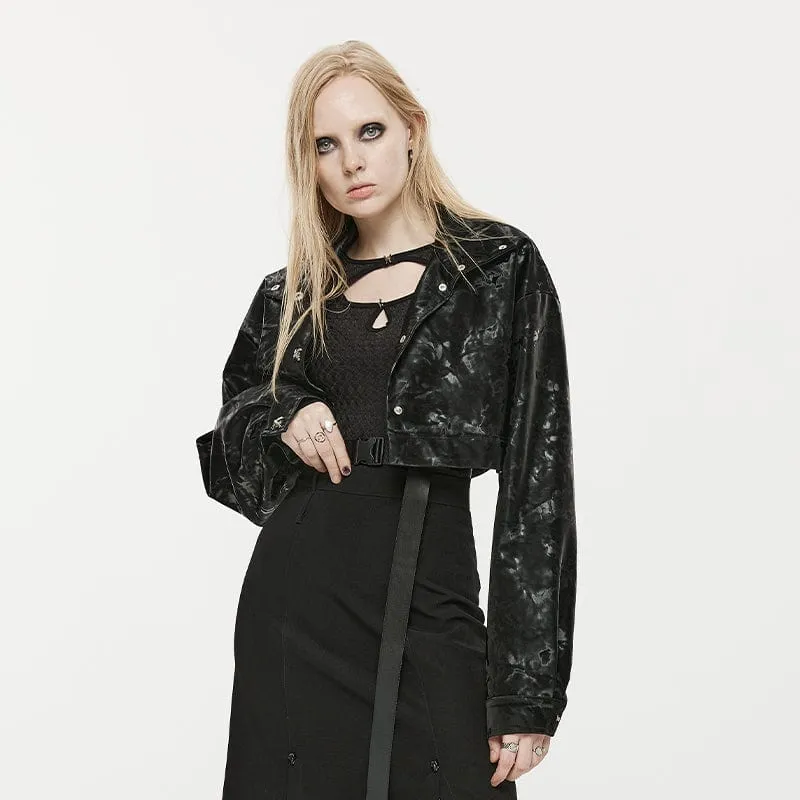 Women's Punk Stand Colllar Faux Leather Splice Coat