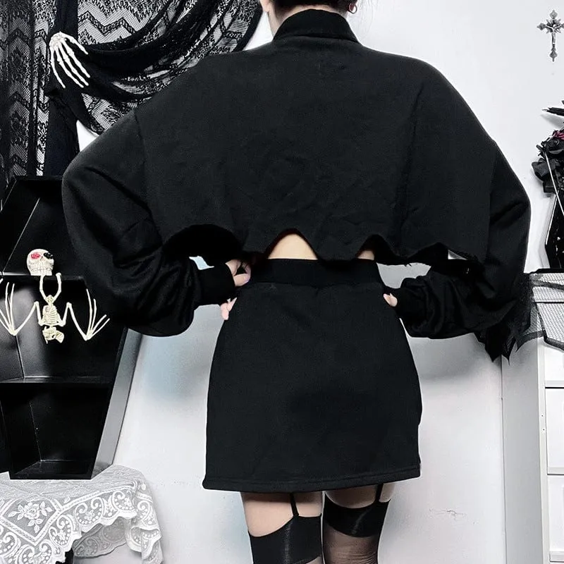 Women's Punk Zip Irregular Loose Coat with Skirt