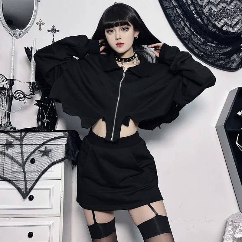 Women's Punk Zip Irregular Loose Coat with Skirt
