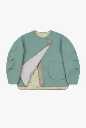 Wool Cropped Peacoat - Cadet / Heather Grey