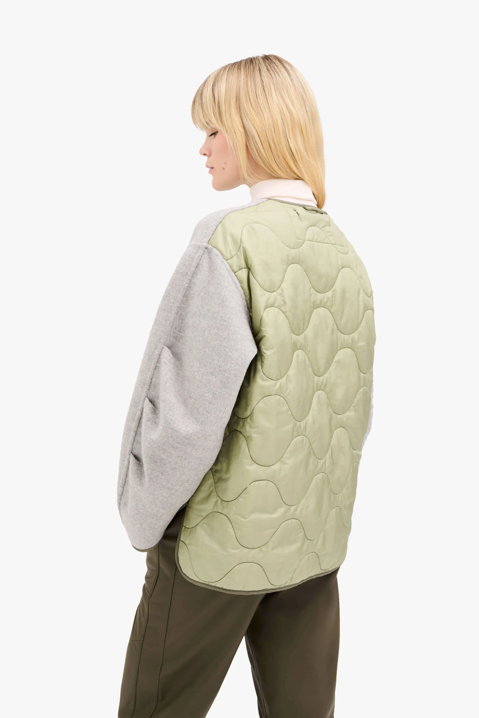 Wool Cropped Peacoat - Cadet / Heather Grey
