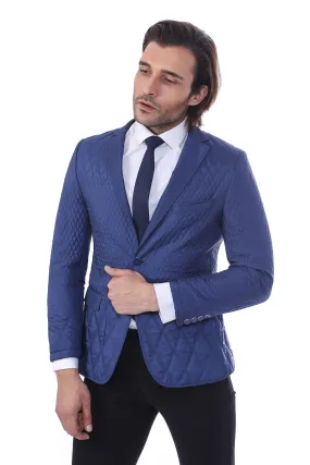 WSS 3 Pockets 2 Button Quilted Coat Jacket Navy Blue Short Coat- - Singen