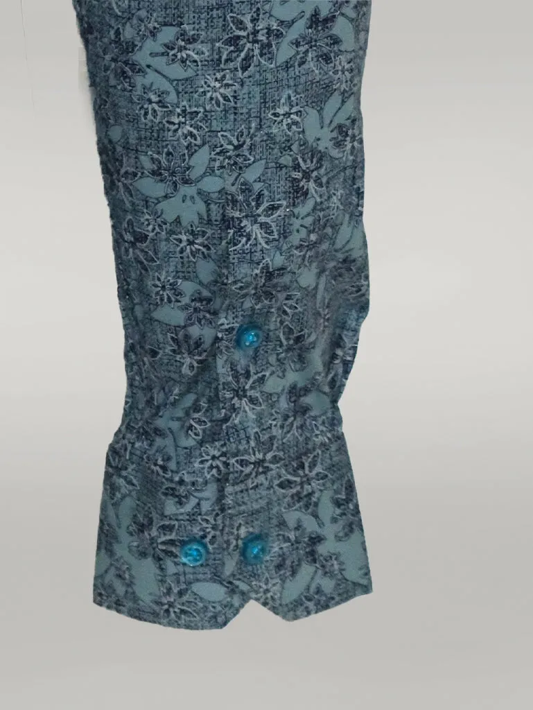 WSS Bloom Patterned Green Slim Fit Shirt  - Singen