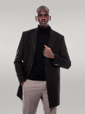WSS Wide Pointed Collar Over Knee Brown Men Coat  - Singen