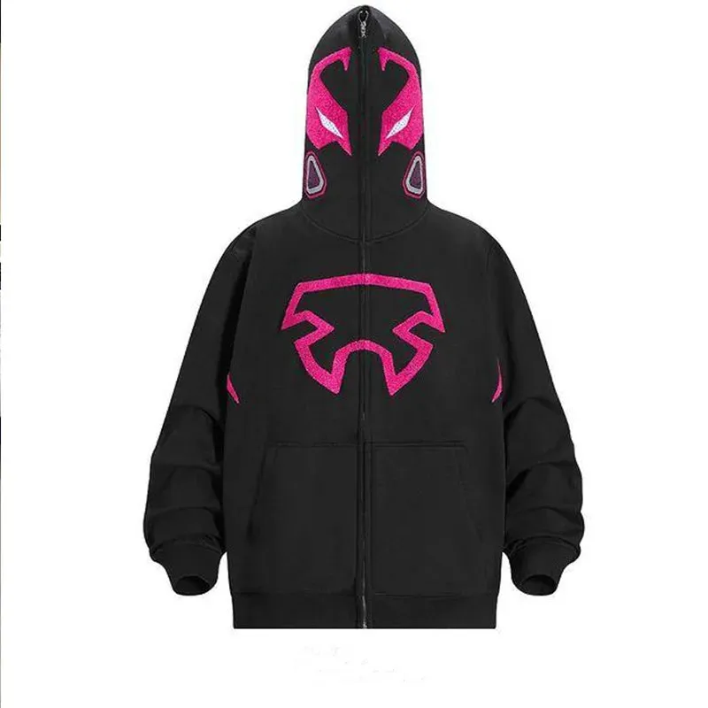 Y2K Goth Zip Up Hoodies Men Spider Web Graphic Sweatshirts Women Streetwear Harajuku Fashion Oversize Hip Hop Punk Clothes Coat