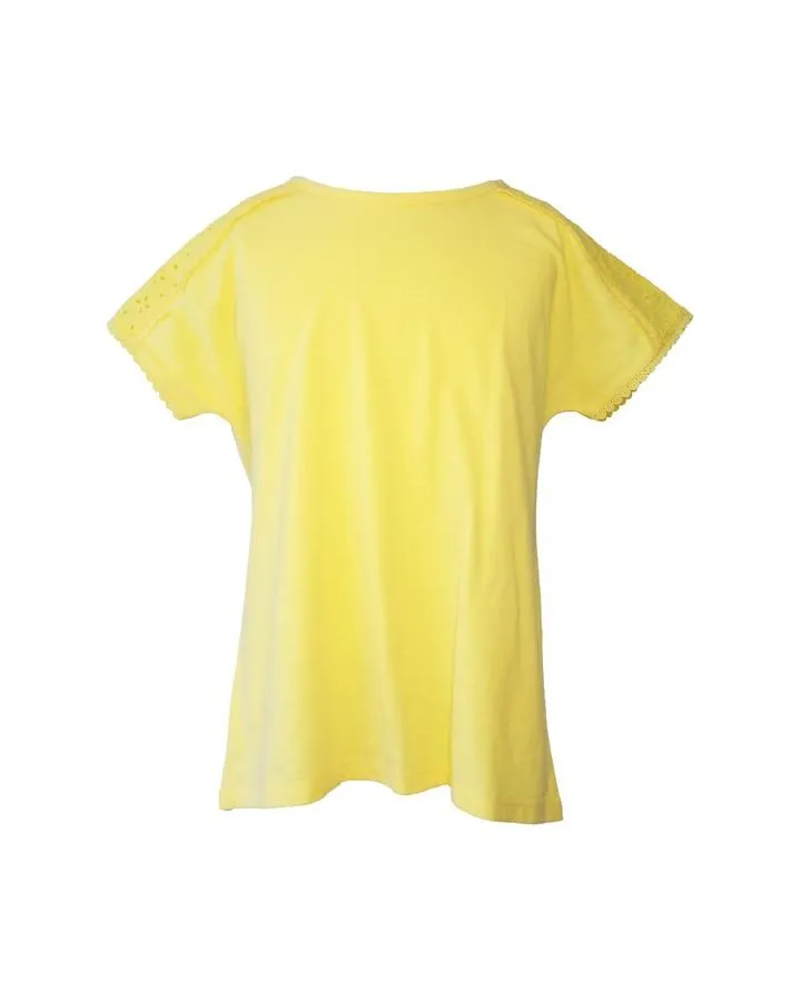 Yellow Daisy Eyelet Trim Top