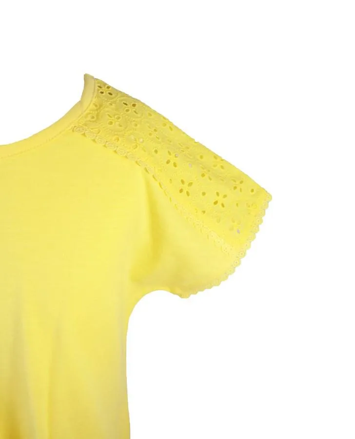 Yellow Daisy Eyelet Trim Top