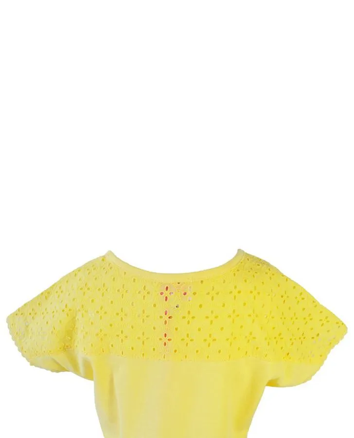 Yellow Daisy Eyelet Trim Top