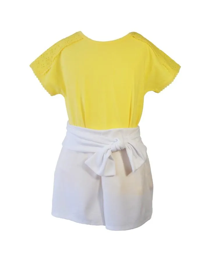Yellow Daisy Eyelet Trim Top